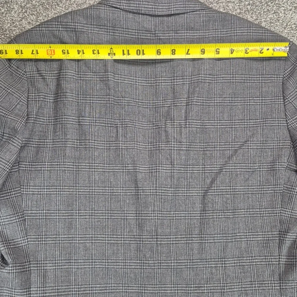 Banana Republic Heritage Blazer Mens 44R Gray Windowpane Plaid Italian Wool